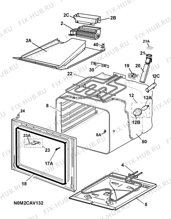 Взрыв-схема плиты (духовки) Electrolux EKC60010X - Схема узла H10 Main Oven Cavity (large)